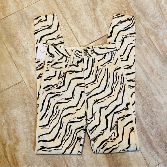 Weworewhat Tiger piped stiletto slit denim high waist skinny the icon jeans - Picture 2 of 10